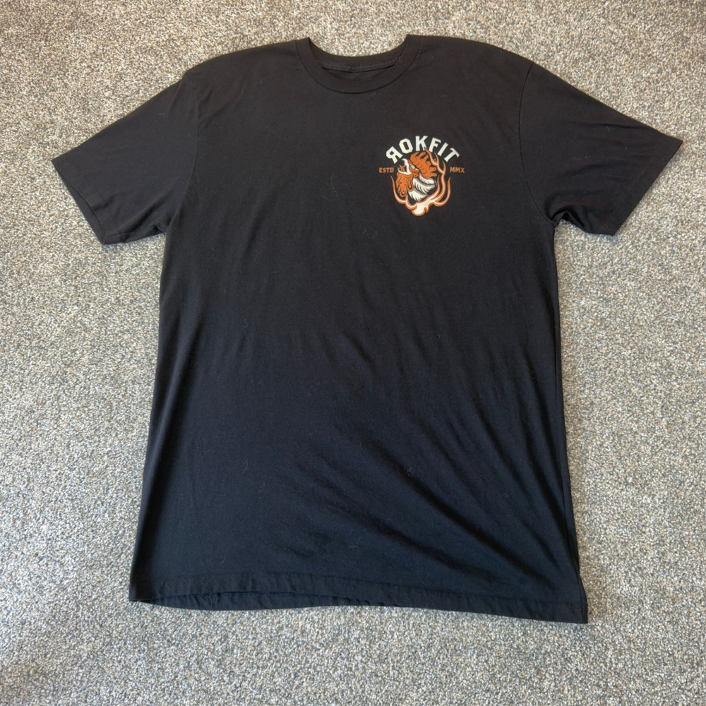 Rokfit Mens Stay Hungry Rooster Graphic T-Shirt Black XL Athletic Streetwear